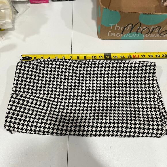 H&M Wool Blend Houndstooth Straight Mini Skirt Black/White Checkered Womens 12 - Picture 7 of 7